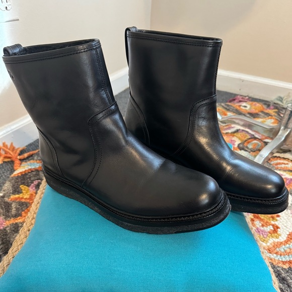 MEN’s COACH Harvey Black Smooth Leather Pull-on Boot. Shearling Lining Size 9D - Picture 4 of 12